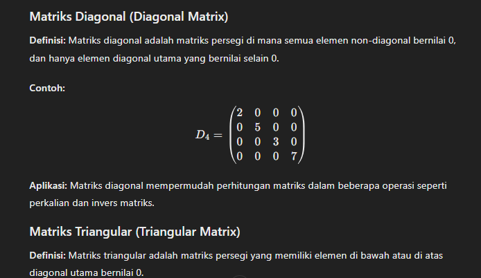 Jenis-Jenis Matriks dan Contohnya untuk Pemula